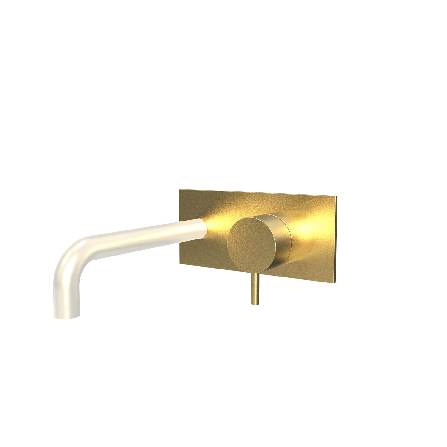 T1.161.E.Q Two-hole concealed mixer - external part with rectangular plate and waste valve (without spout) - PVD White Gold Brushed