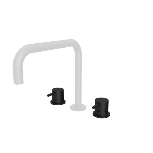 T1.12.3F.SB Three-hole deck mounted washbasin mixer with waste valve (without spout) - PVD Gold Polished