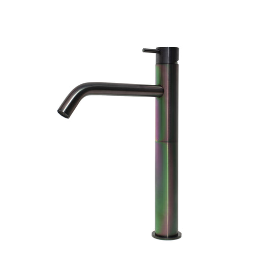 T1.15.SV Deck mounted high washbasin mixer without waste valve - PVD Rainbow Brushed