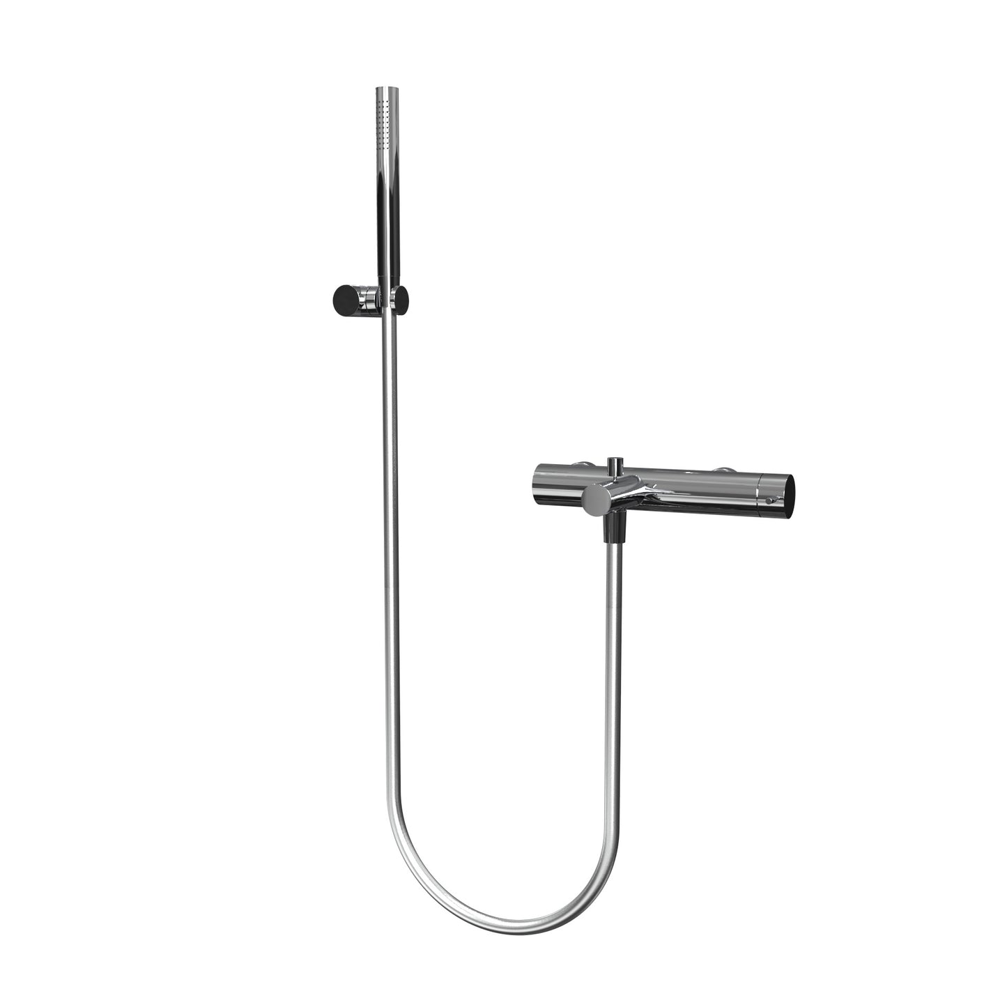 T1.30 Two-way bathtub mixer with spout, hand shower and adjustable holder - Chrome