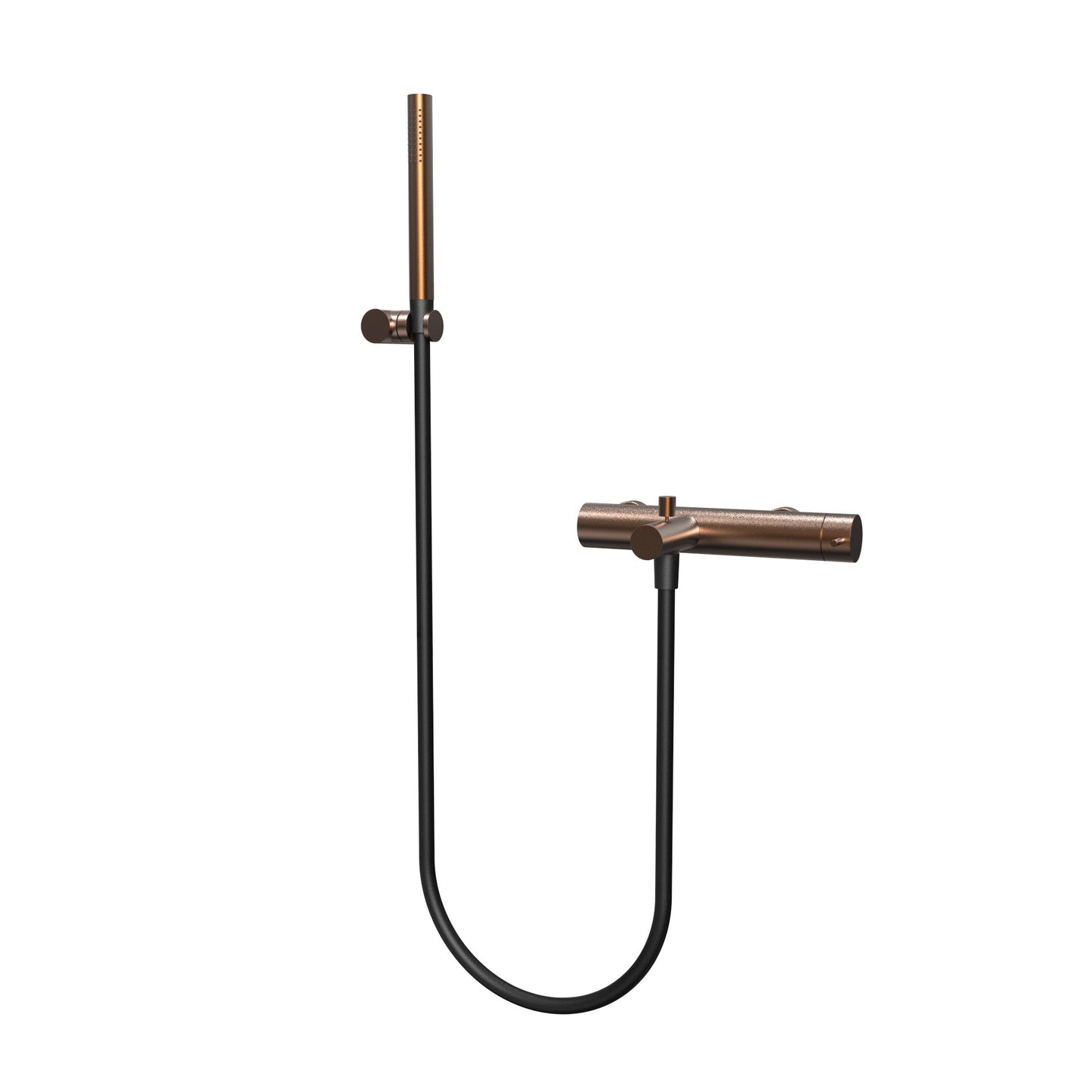 T1.30 Two-way bathtub mixer with spout, hand shower and adjustable holder - PVD Bronze Brushed