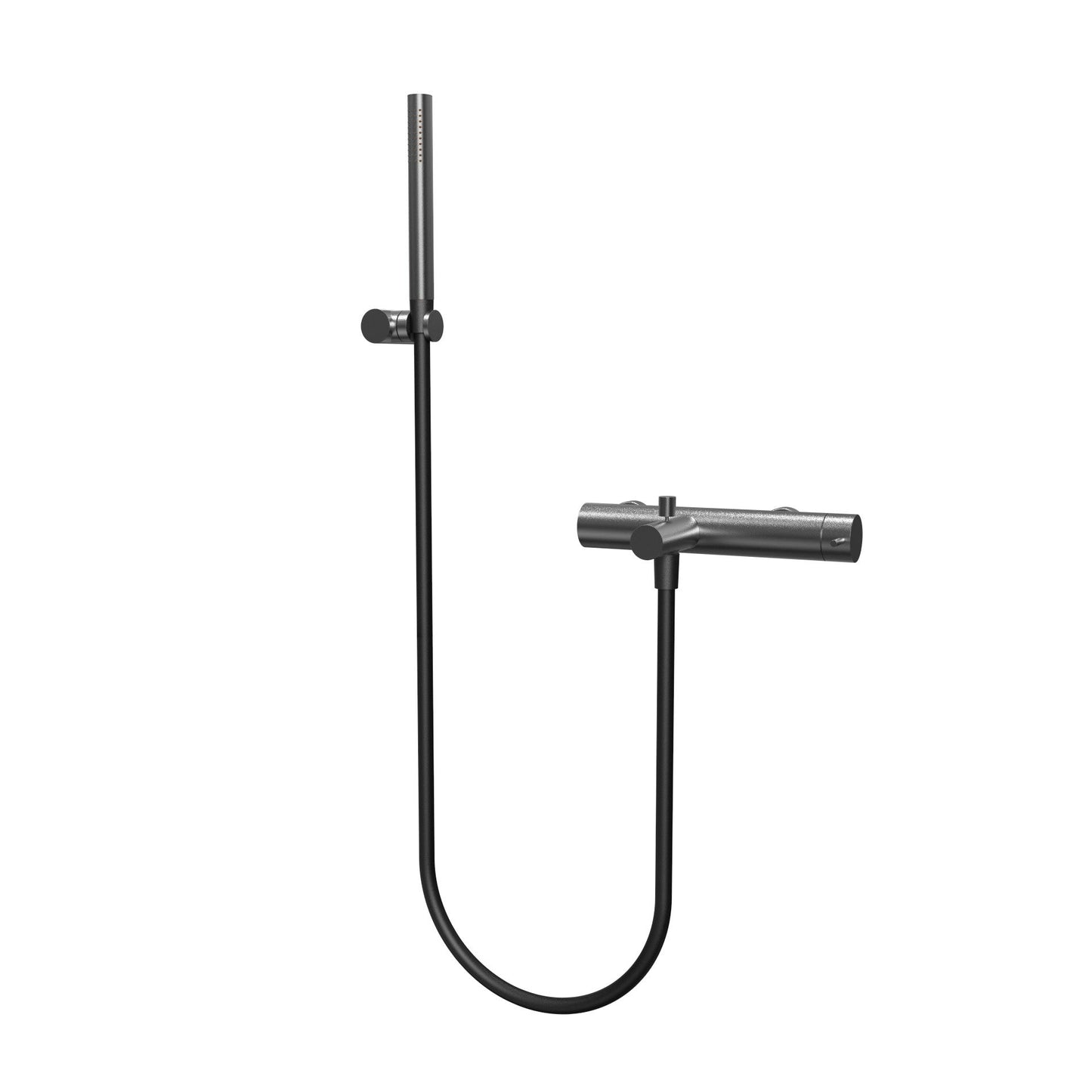 T1.30 Two-way bathtub mixer with spout, hand shower and adjustable holder - PVD Gun Metal Brushed