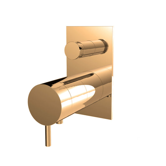 T1.32TBBE.Q Two-way concealed thermostatic bathtub/shower mixer - external part with rectangular plate - PVD Copper Polished
