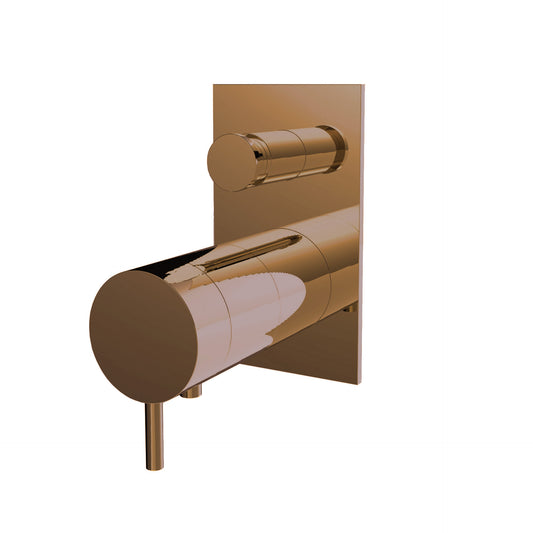 T1.32TBE.Q Two-way concealed thermostatic bathtub/shower mixer - external part with rectangular plate - PVD Bronze Polished