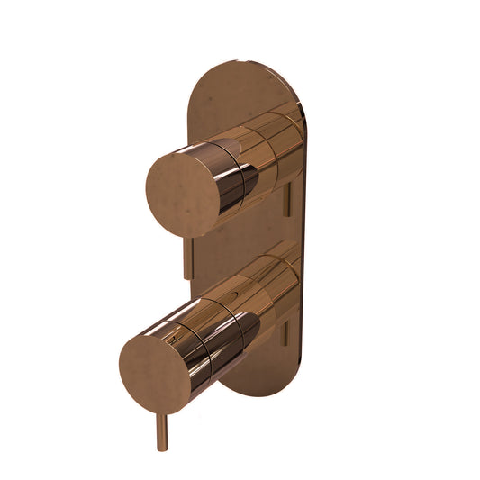 T1.36TBE.O Three-way concealed thermostatic bathtub/shower mixer - external part with oval plate - PVD Bronze Polished