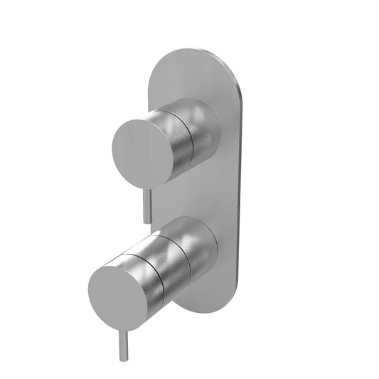 T1.36TBE.O Three-way concealed thermostatic bathtub/shower mixer - external part with oval plate - Stainless Steel Brushed
