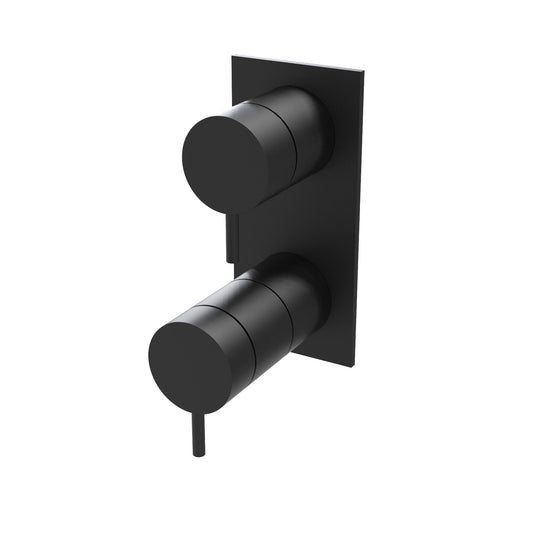 T1.36TBE.Q Three-way concealed thermostatic bathtub/shower mixer - external part with rectangular plate - Black