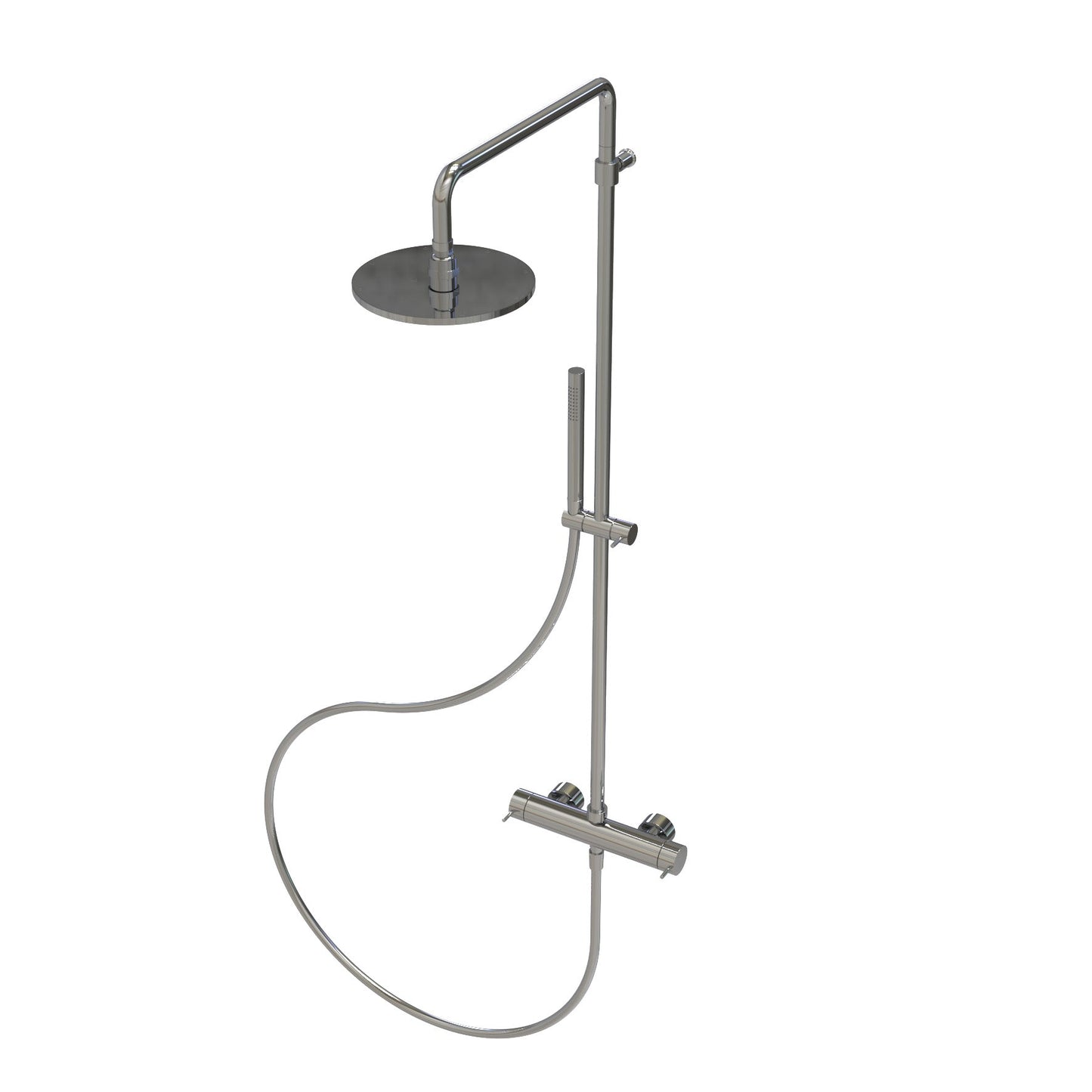 T1.41N Two-way shower mixer with column, 200 mm head shower and hand shower - new version