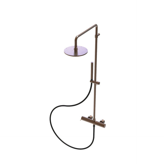T1.41TN Two-way thermostatic shower mixer with column, 200 mm head shower and hand shower - new version