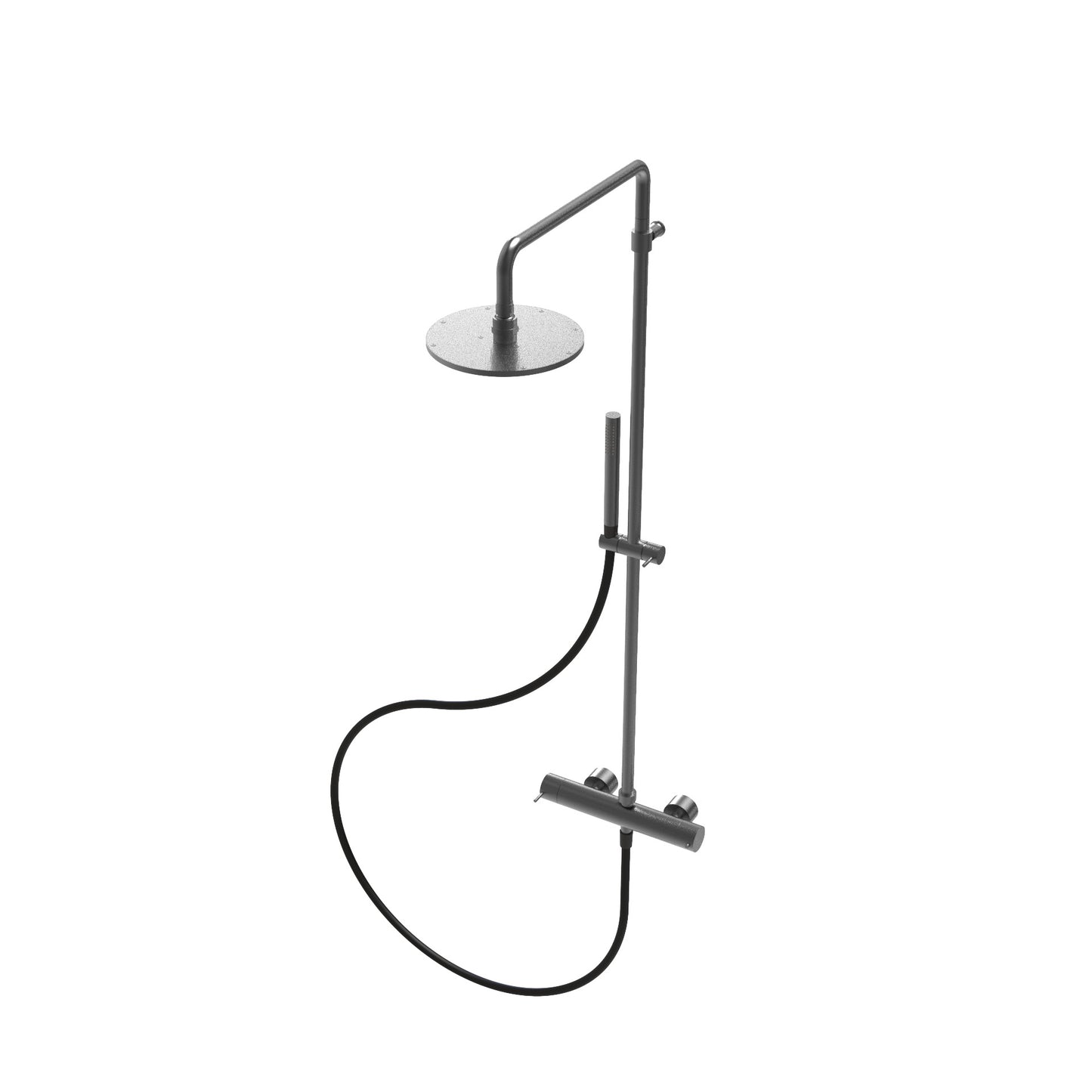 T1.41TN Two-way thermostatic shower mixer with column, 200 mm head shower and hand shower - new version