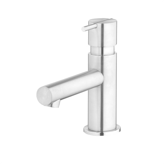 T4.10.1A Deck mounted washbasin tap with waste valve (cold water) - Stainless Steel Brushed
