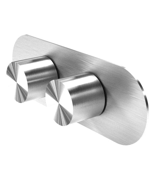 T7.36T Three-way concealed thermostatic bathtub/shower mixer - internal + external part - Stainless Steel Brushed