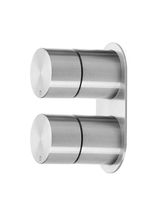 T7.36 Three-way concealed bathtub/shower mixer - internal + external part - Stainless Steel Brushed
