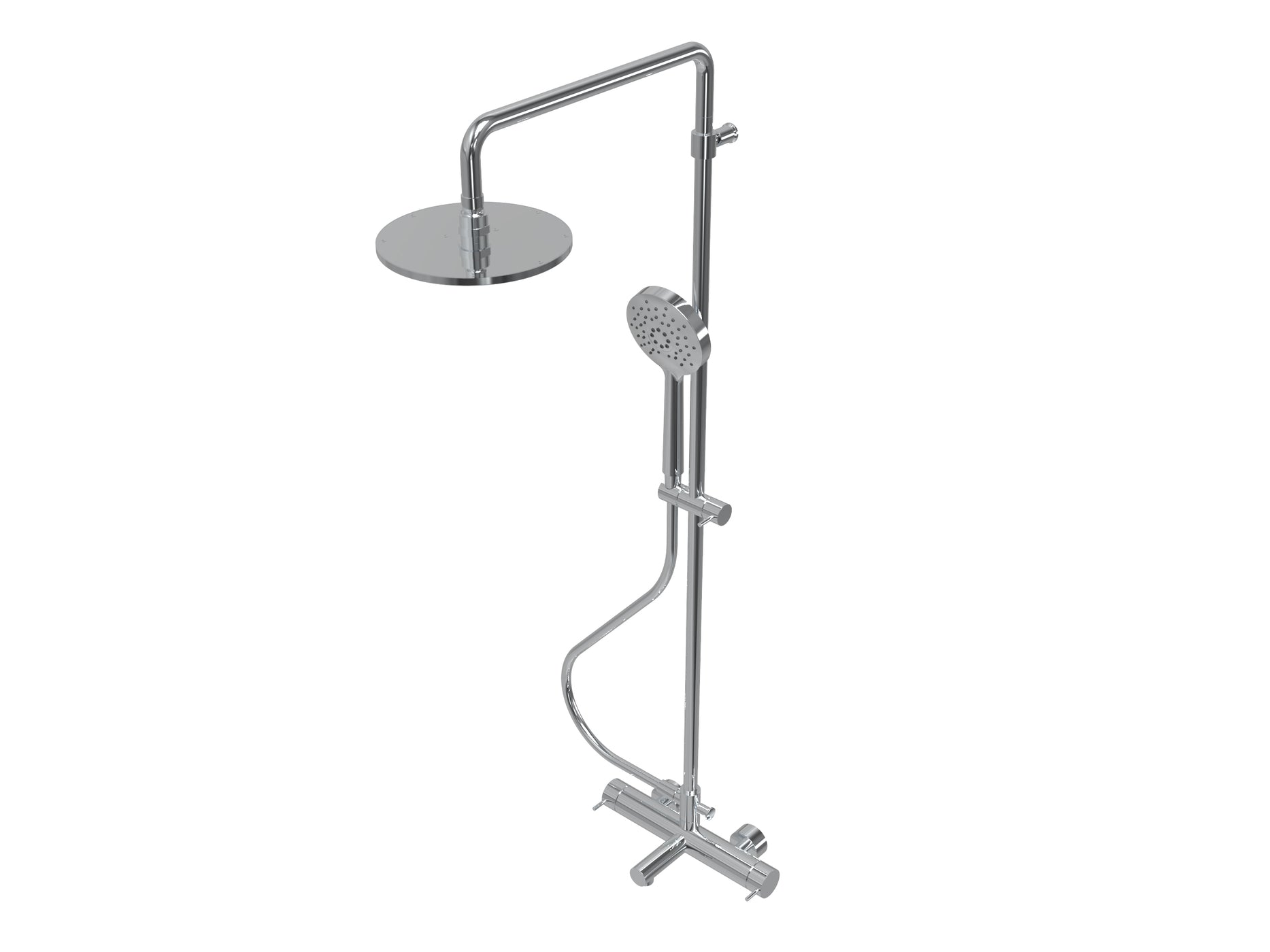 T1.31N Torneira misturadora de banheira 3 saídas, com coluna, bica, chuveiro de 200 mm e chuveiro de mão redondo - nova versão